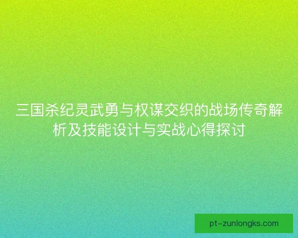 三国杀纪灵武勇与权谋交织的战场传奇解析及技能设计与实战心得探讨