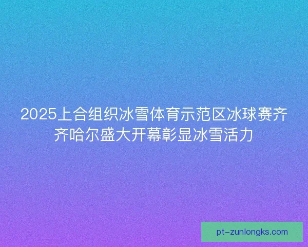 2025上合组织冰雪体育示范区冰球赛齐齐哈尔盛大开幕彰显冰雪活力